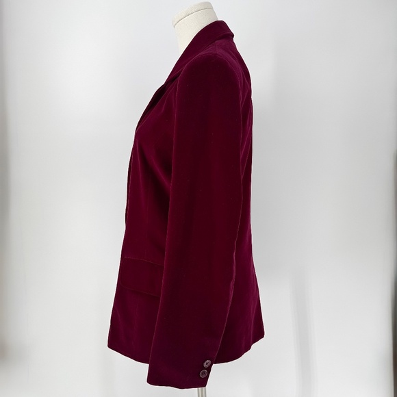 Vtg Mulberry Street Velvet Blazer Size 9/10 Wine Berry Red Holiday Party Preppy - Picture 3 of 15